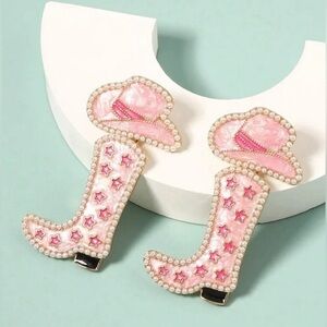 Pink Cowgirl Hat and Boot Earrings